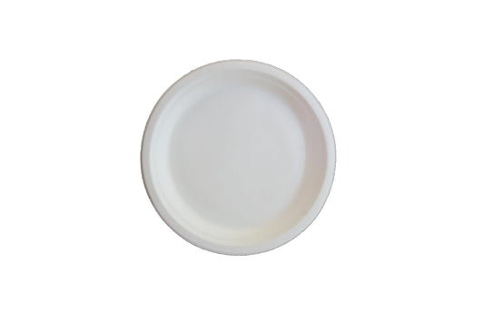 LUSKA Heavy-Duty Sugarcane Paper Plates 10 inch Round White (Pack of 25) | Disposable Dinner Plates | 100% Natural Biodegradable Eco-Friendly