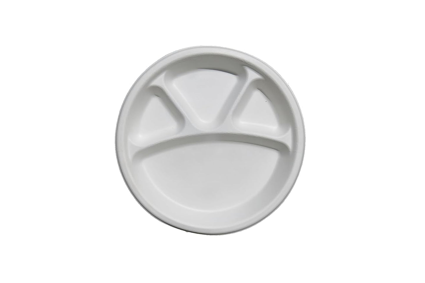 LUSKA Heavy-Duty Sugarcane Paper Plates 11 inch 4 Compartment Round White (Pack of 25) | Disposable Plates with Partition for Dinner | 100% Natural Biodegradable Eco-Friendly