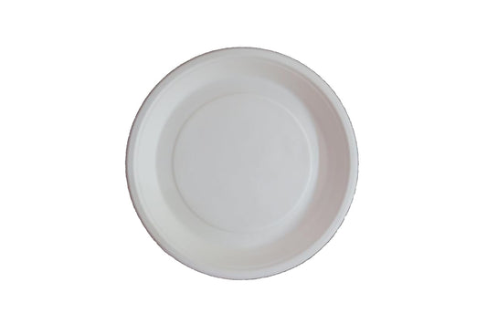 LUSKA Heavy-Duty Sugarcane Paper Plates 12 inch Round White (Pack of 25) | Disposable Dinner Plates | 100% Natural Biodegradable Eco-Friendly