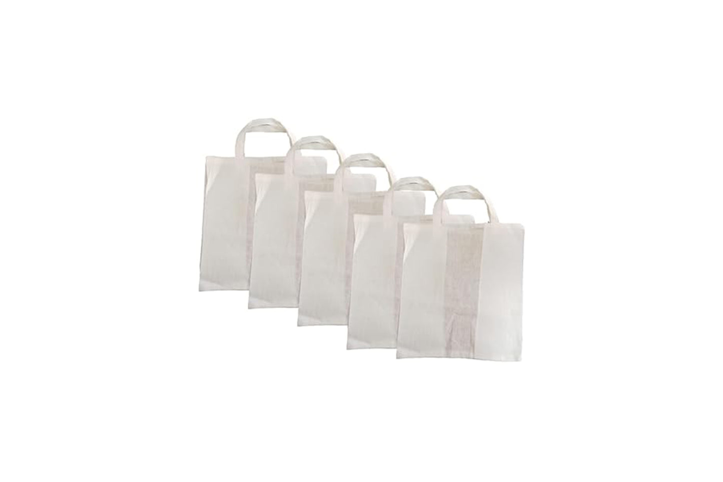 LUSKA (Pack of 5 Cotton Tote Shopping Bags for Bakery & Light weight items | With Handles | Hold 1 kgs | 12 Inch x 12 inch | White Hand-made Reusable Washable Eco Friendly Biodegradable Jhola bag