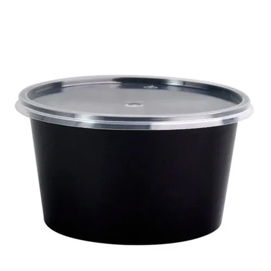 LUSKA Round Reusable Plastic Containers with Lid, 1000ml (Pack of 25) for Food Storage, Food Delivery, Kitchen and Household use | Microwave Safe, Fridge & Freezer Safe