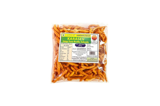 LUSKA Kanyakumari Spicy Hot Crunchy KaraSev Namkeen Snack | 250 grams | Traditional South Indian Kara Sev | Pepper Kadak Sev | Zero Cholesterol