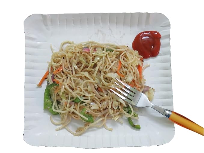 LUSKA 100% Biodegradable 9 inch x 7 inch Rectangular White Paper Plates, for Parties and Family Events, Disposable Pack of 50 Plates