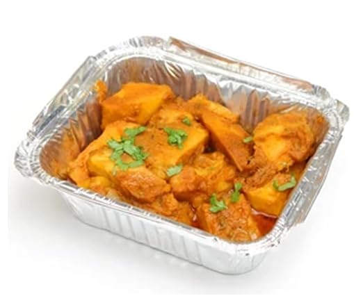 LUSKA Aluminium Silver Foil Container 250ml (Pack of 100) | Food Storage Disposable Containers with Lid for Kitchen, Party Events Catering and Baking