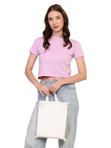 LUSKA (Pack of 5 Cotton Tote Grocery Shopping Bags for Groceries Fruits & Vegetables | With Handles | Hold 5 kgs | 11 Inch x 13 inch | White Hand-made Reusable Washable Eco Friendly Biodegradable Jhola Bag