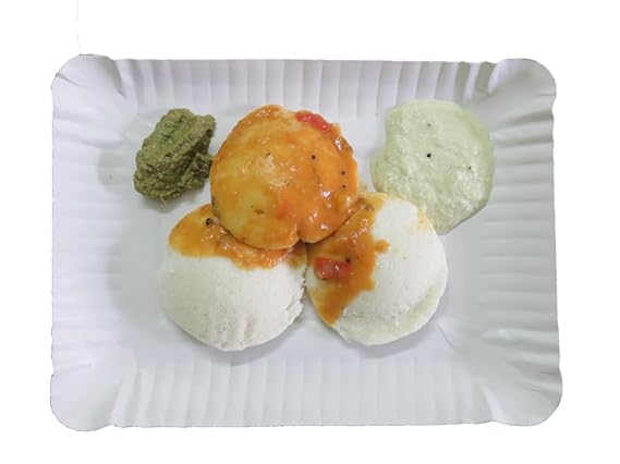 LUSKA 100% Biodegradable 11 inch x 9 inch Rectangular White Paper Plates, for Parties and Family Events, Disposable Pack of 50 Plates