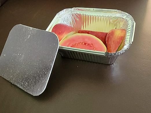 LUSKA Aluminium Silver Foil Container 250ml (Pack of 100) | Food Storage Disposable Containers with Lid for Kitchen, Party Events Catering and Baking