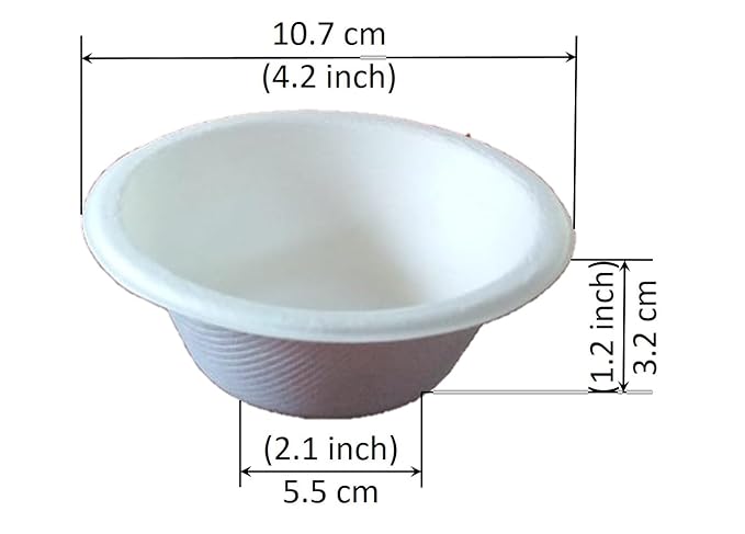 LUSKA Heavy-Duty Sugarcane Paper Bowl 180ml Round White (Pack of 50) | Disposable Paper Bowls | 100% Natural Biodegradable Eco-Friendly