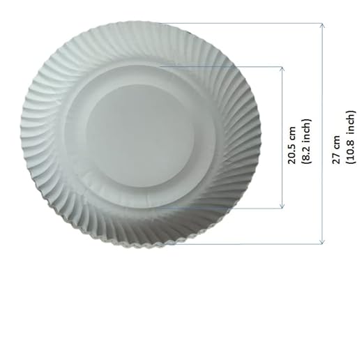LUSKA 100% Biodegradable 10 inch Round White Paper Plates, for Parties and Family Events, Disposable Pack of 50 Plates