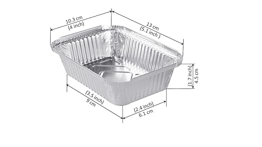 LUSKA Aluminium Silver Foil Container 250ml (Pack of 100) | Food Storage Disposable Containers with Lid for Kitchen, Party Events Catering and Baking