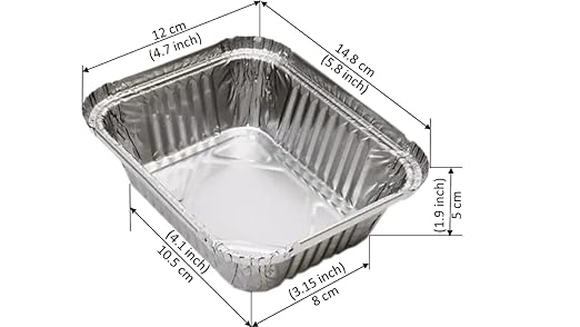 LUSKA Aluminium Silver Foil Container 450ml (Pack of 100) | Food Storage Disposable Containers with Lid for Kitchen, Party Events Catering and Baking