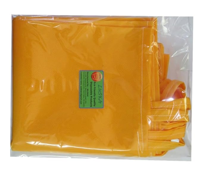 LUSKA Reusable Tote Grocery Shopping Bags (Pack of 5) | With Handles | Hold 7 kgs | 11 in x 13 in | Hand-made Recyclable Eco Friendly Jhola Bag, Shopping Bag For Grocery, Vegetable Bags For Market | Orange Color