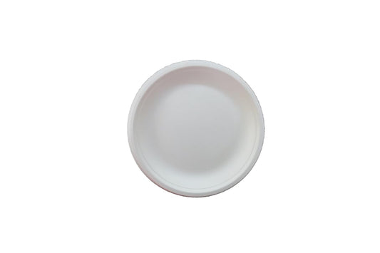 LUSKA Sugarcane Bagasse 100% Natural 9 inch Round White Plates, Biodegradable, Compostable, Disposable, Safe & Hygienic, for Parties and Family Events, (Pack of 25)