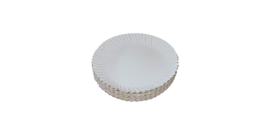 LUSKA 100% Biodegradable 8 inch Round White Paper Plates, for Parties and Family Events, Disposable Pack of 50 Plates