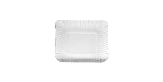 LUSKA 100% Biodegradable 9 inch x 7 inch Rectangular White Paper Plates, for Parties and Family Events, Disposable Pack of 50 Plates