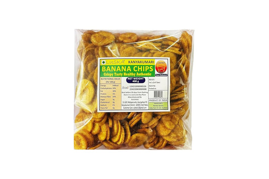 LUSKA Kanyakumari Banana Chips, 400 grams, Authentic Nendran Plantain Chips (400g) | Zero Cholesterol