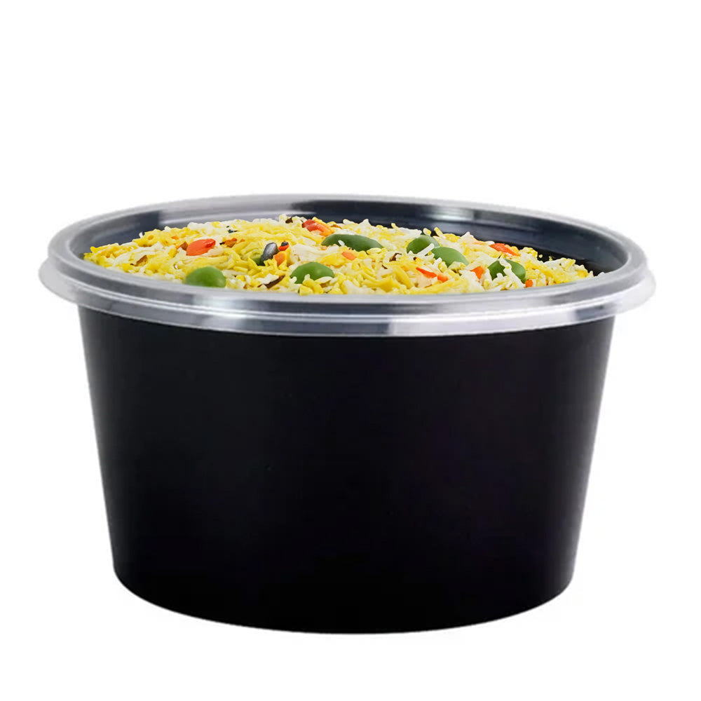 LUSKA Round Reusable Plastic Containers with Lid, 1000ml (Pack of 25) for Food Storage, Food Delivery, Kitchen and Household use | Microwave Safe, Fridge & Freezer Safe
