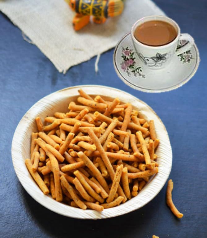 LUSKA Kanyakumari Spicy Hot Crunchy KaraSev Namkeen Snack | 250 grams | Traditional South Indian Kara Sev | Pepper Kadak Sev | Zero Cholesterol