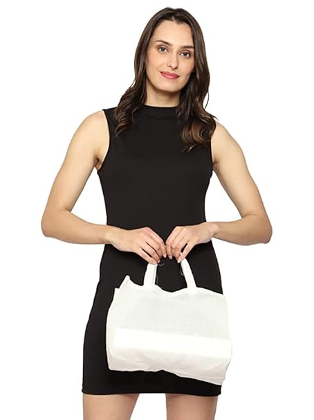 LUSKA (Pack of 5 Cotton Tote Shopping Bags for Bakery & Light weight items | With Handles | Hold 0.5 kgs | 11 Inch x 10 inch | White Hand-made Reusable Washable Eco Friendly Biodegradable Jhola bag