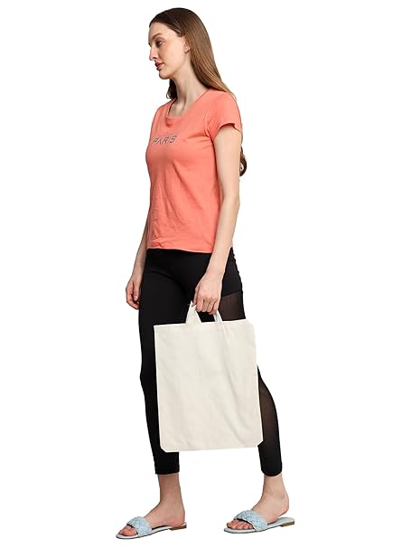 LUSKA (Pack of 5 Cotton Tote Grocery Shopping Bags for Groceries Fruits & Vegetables | With Handles | Hold 6 kgs | 13 Inch x 15 inch | White Hand-made Reusable Washable Eco Friendly Biodegradable Jhola bag