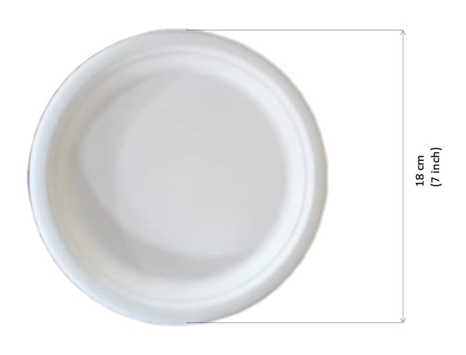 LUSKA Heavy-Duty Sugarcane Paper Plates 7 inch Round White (Pack of 25) | Disposable Dinner Plates | 100% Natural Biodegradable Eco-Friendly