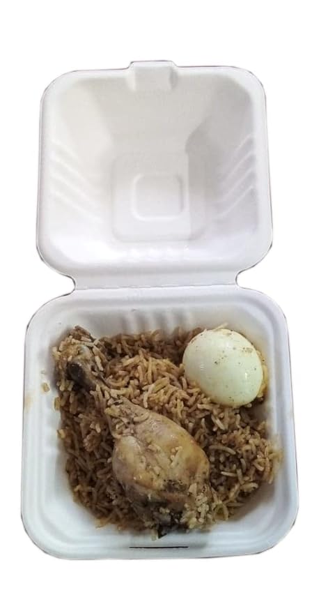 LUSKA Sugarcane Paper Burger Box 6 x 6 inch (Pack of 50) | Disposable lunch box for burger, sandwich, or take home food from restaurants | 100% Natural Biodegradable Eco-friendly
