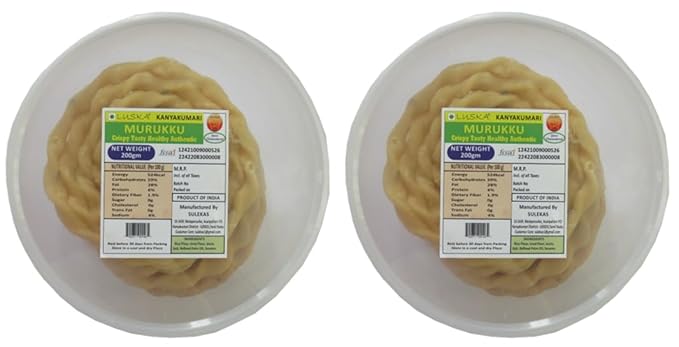 LUSKA Kanyakumari Kai Murukku Chakli Namkeen Snack - Larger Size | 400 grams | Traditional South Indian Hand Twisted Murukku Snack | Very Crunchy Delicious | Zero Cholesterol