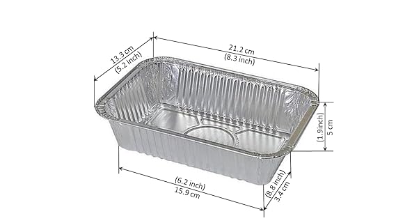 LUSKA Aluminium Silver Foil Container 750ml (Pack of 100) | Food Storage Disposable Containers with Lid for Kitchen, Party Events, Catering and Baking