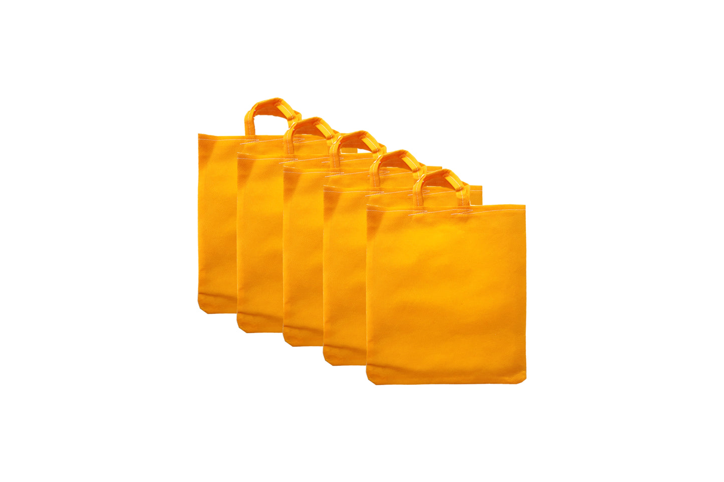 LUSKA Reusable Tote Grocery Shopping Bags (Pack of 5) | With Handles | Hold 5 kgs | 11 in x 13 in | Hand-made Recyclable Eco Friendly Jhola Bag, Shopping Bag For Grocery, Vegetable Bags For Market | Orange Color