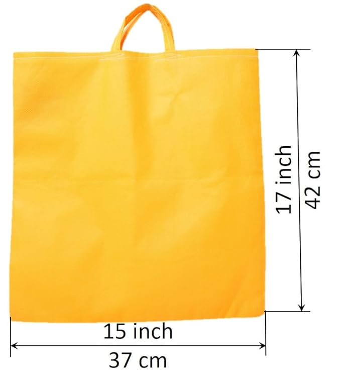 LUSKA Reusable Tote Grocery Shopping Bags (Pack of 5) | With Handles | Hold 7 kgs | 11 in x 13 in | Hand-made Recyclable Eco Friendly Jhola Bag, Shopping Bag For Grocery, Vegetable Bags For Market | Orange Color