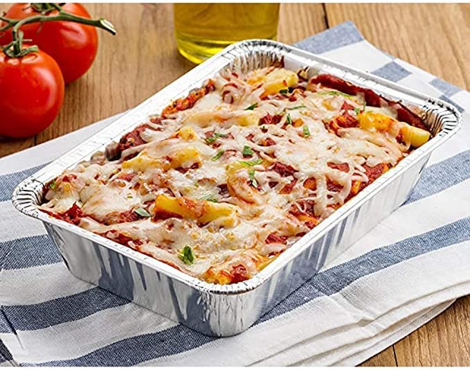 LUSKA Aluminium Silver Foil Container 750ml (Pack of 25) | Food Storage Disposable Containers with Lid for Kitchen, Party Events Catering and Baking