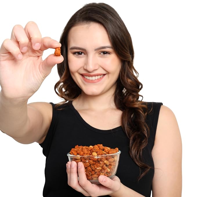 LUSKA Kanyakumari Spicy Hot Crunchy Masala Coated Roasted Peanuts | 250 grams | Traditional South Indian Masala Kadalai | Zero Cholesterol