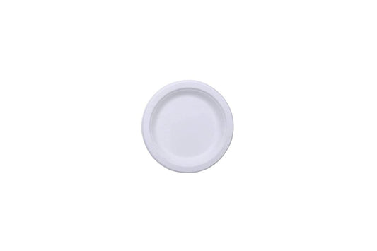 LUSKA Heavy-Duty Sugarcane Paper Plates 6 inch Round White (Pack of 25) | Disposable Dinner Plates | 100% Natural Biodegradable Eco-Friendly