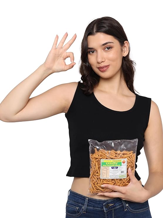 LUSKA Kanyakumari Spicy Hot Crunchy KaraSev Namkeen Snack | 400 grams | Traditional South Indian Kara Sev | Pepper Kadak Sev | Zero Cholesterol