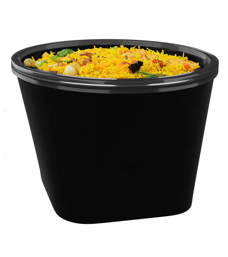 LUSKA Round Food Delivery Containers with Lid, 500ml (Pack of 25) | Reusable Plastic Containers for Food Delivery, Food Storage, Kitchen and Household use | Microwave Safe, Fridge & Freezer Safe
