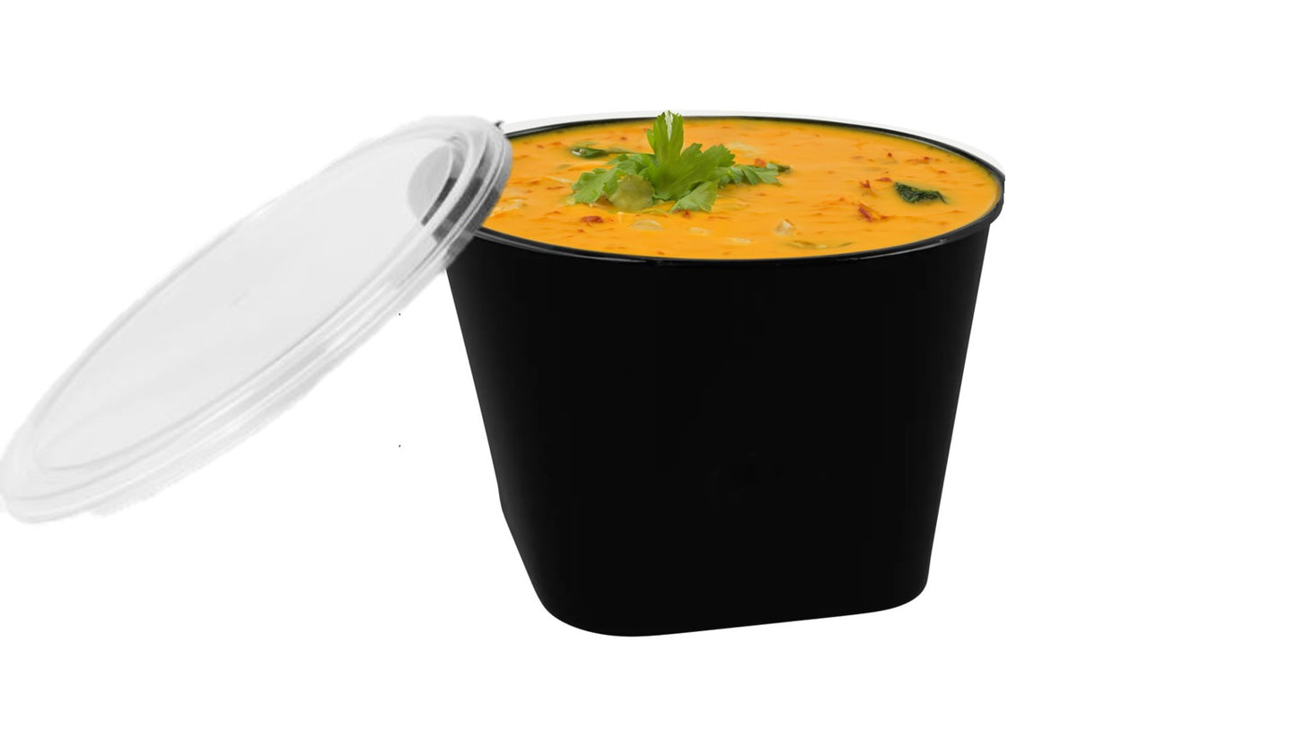 LUSKA Round Food Delivery Containers with Lid, 500ml (Pack of 25) | Reusable Plastic Containers for Food Delivery, Food Storage, Kitchen and Household use | Microwave Safe, Fridge & Freezer Safe