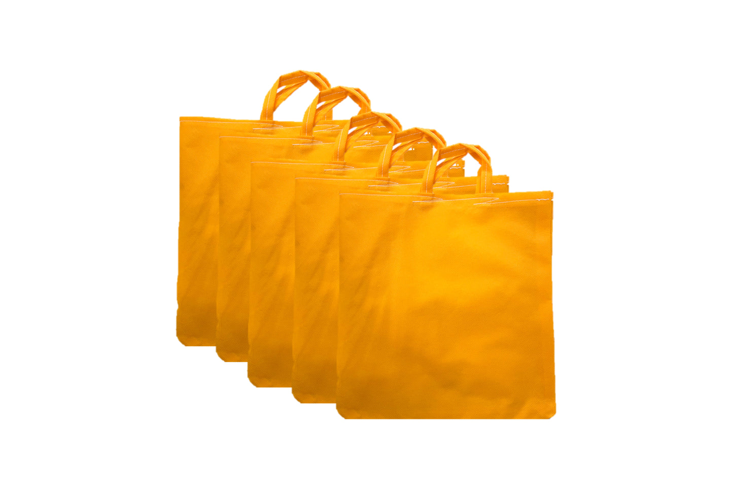 LUSKA Reusable Tote Grocery Shopping Bags (Pack of 5) | With Handles | Hold 6 kgs | 11 in x 13 in | Hand-made Recyclable Eco Friendly Jhola Bag, Shopping Bag For Grocery, Vegetable Bags For Market | Orange Color