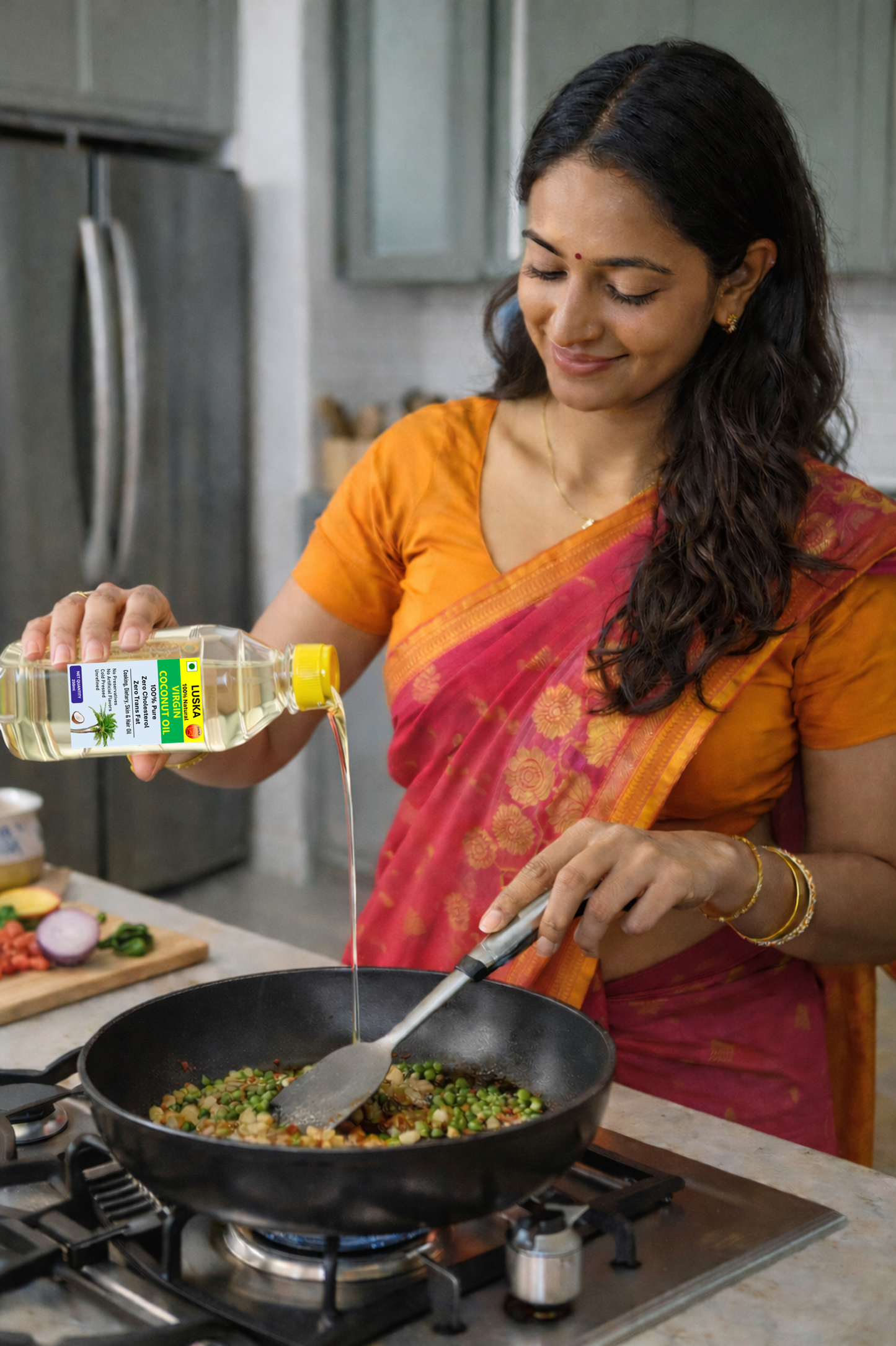 LUSKA 100% Natural Cold Pressed Extra Virgin Coconut Oil 1L (1000 ml) | 100% Pure & Unrefined| Natural, Healthy| For Daily Cooking, Massage, Hair & Skin Care| Zero Cholesterol| Zero Trans Fat