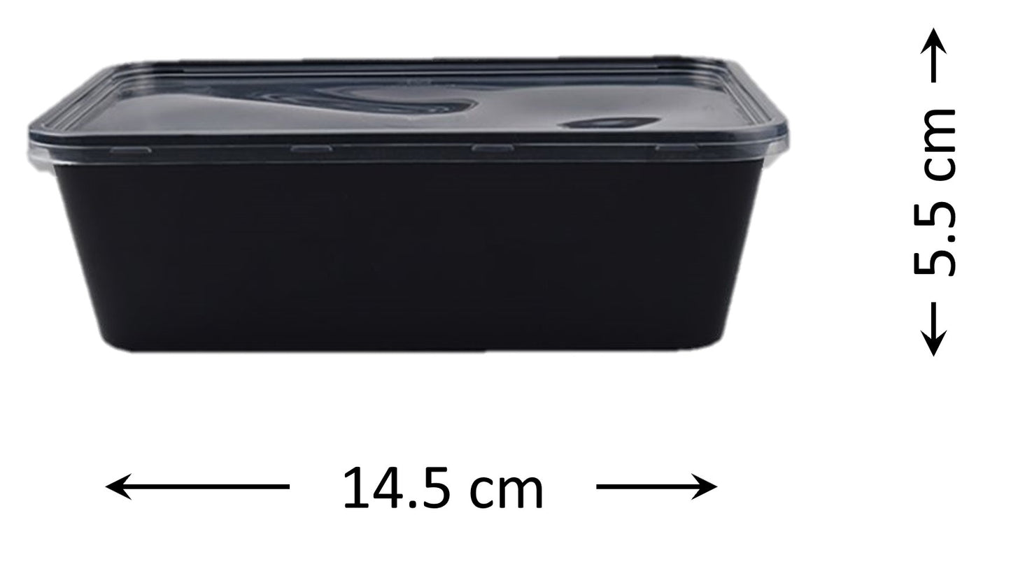 LUSKA Rectangular Reusable Plastic Containers with Lid, 750ml (Pack of 25) for Food Storage, Food Delivery, Kitchen and Houshold use | Microwave Safe, Microwave Safe, Fridge & Freezer Safe