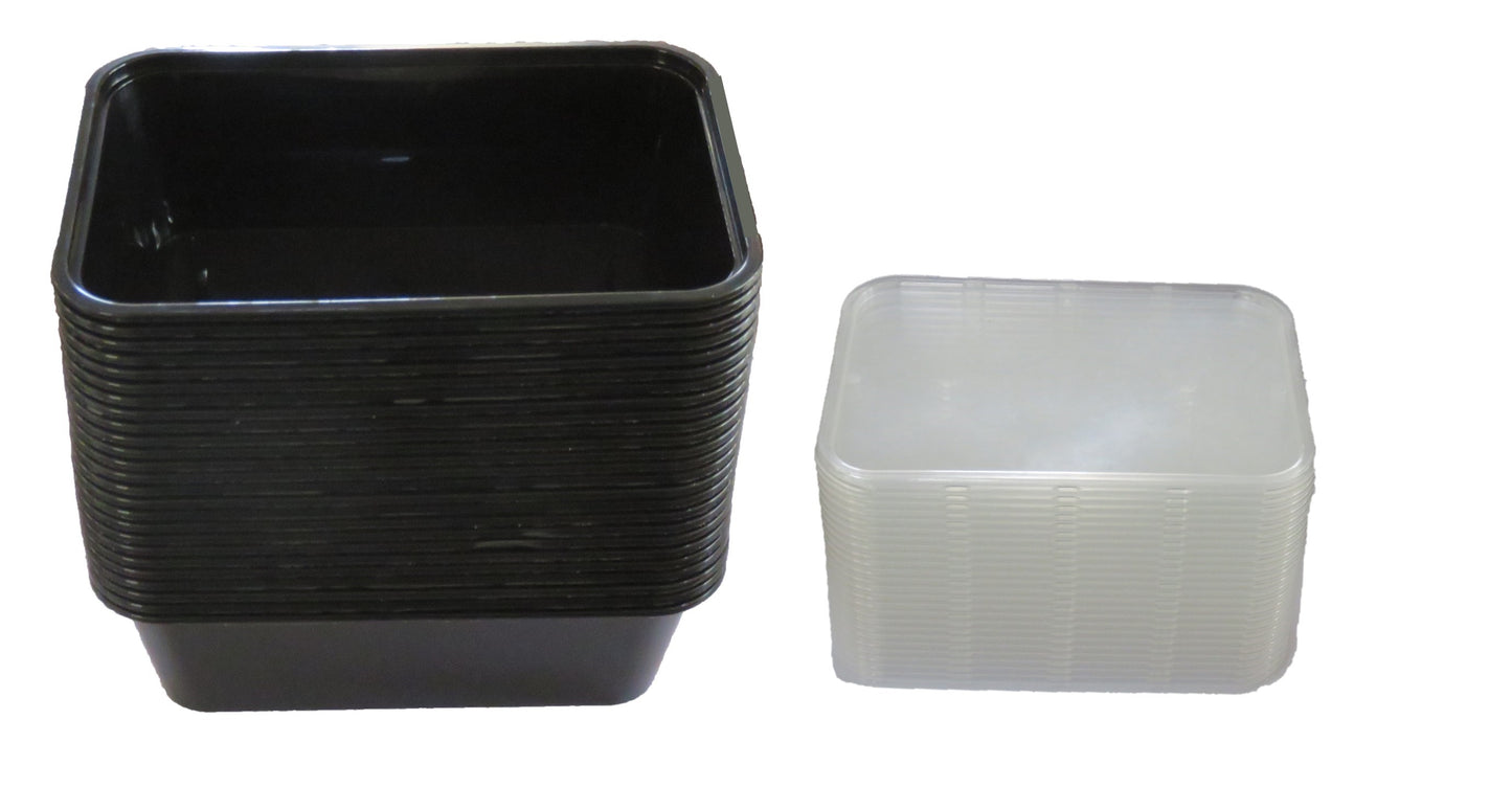 LUSKA Rectangular Reusable Plastic Containers with Lid, 750ml (Pack of 25) for Food Storage, Food Delivery, Kitchen and Houshold use | Microwave Safe, Microwave Safe, Fridge & Freezer Safe