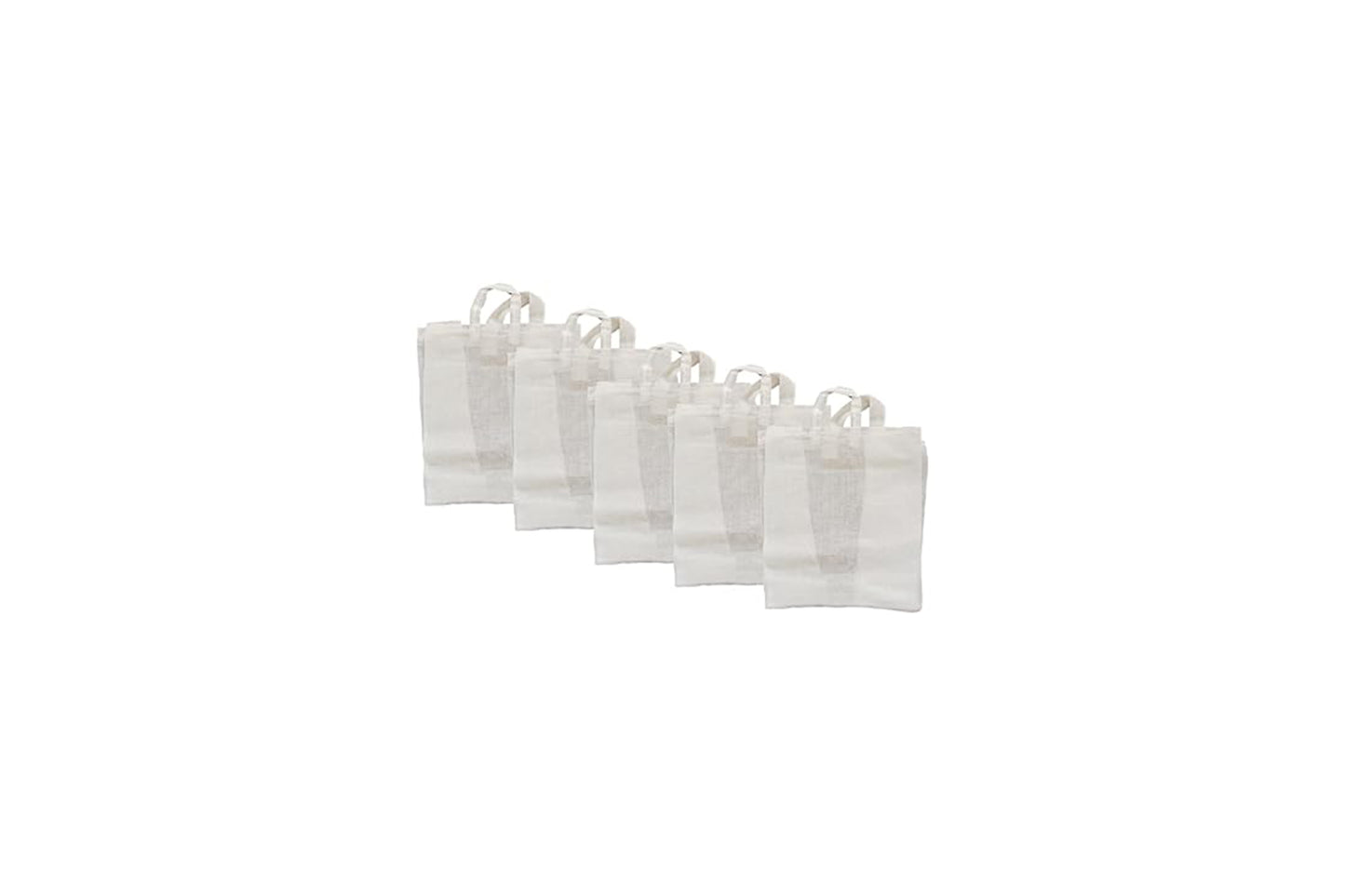 LUSKA (Pack of 5 Cotton Tote Shopping Bags for Bakery & Light weight items | With Handles | Hold 0.5 kgs | 11 Inch x 10 inch | White Hand-made Reusable Washable Eco Friendly Biodegradable Jhola bag